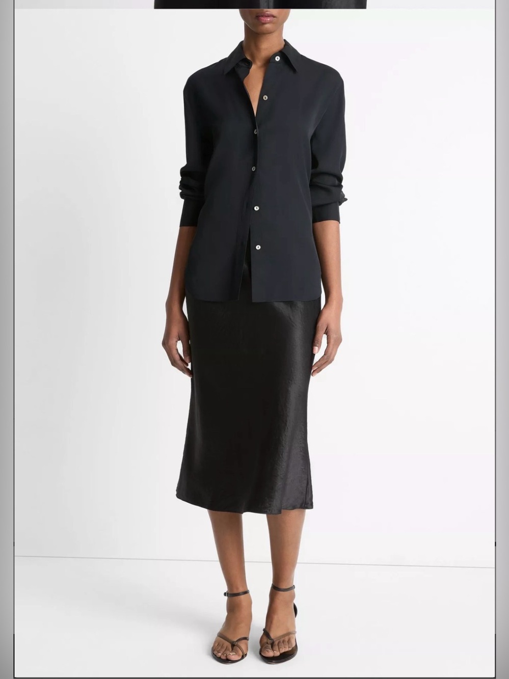 VINCE Stretch-Silk Button-Front Blouse